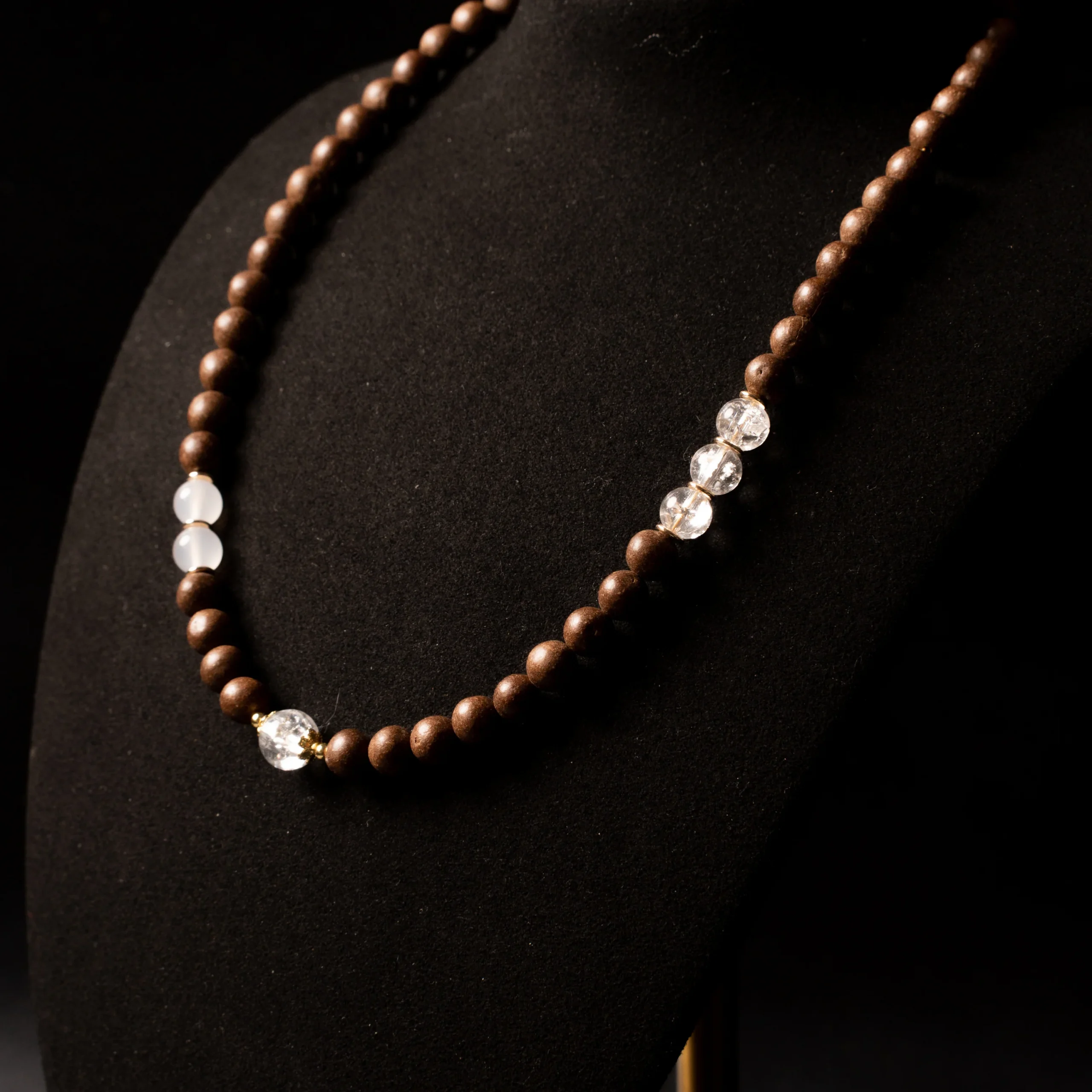 Ethereal Snowy Lotus Incense Beads Necklace - Image 3