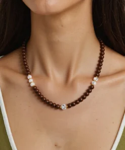 Ethereal Snowy Lotus Incense Beads Necklace