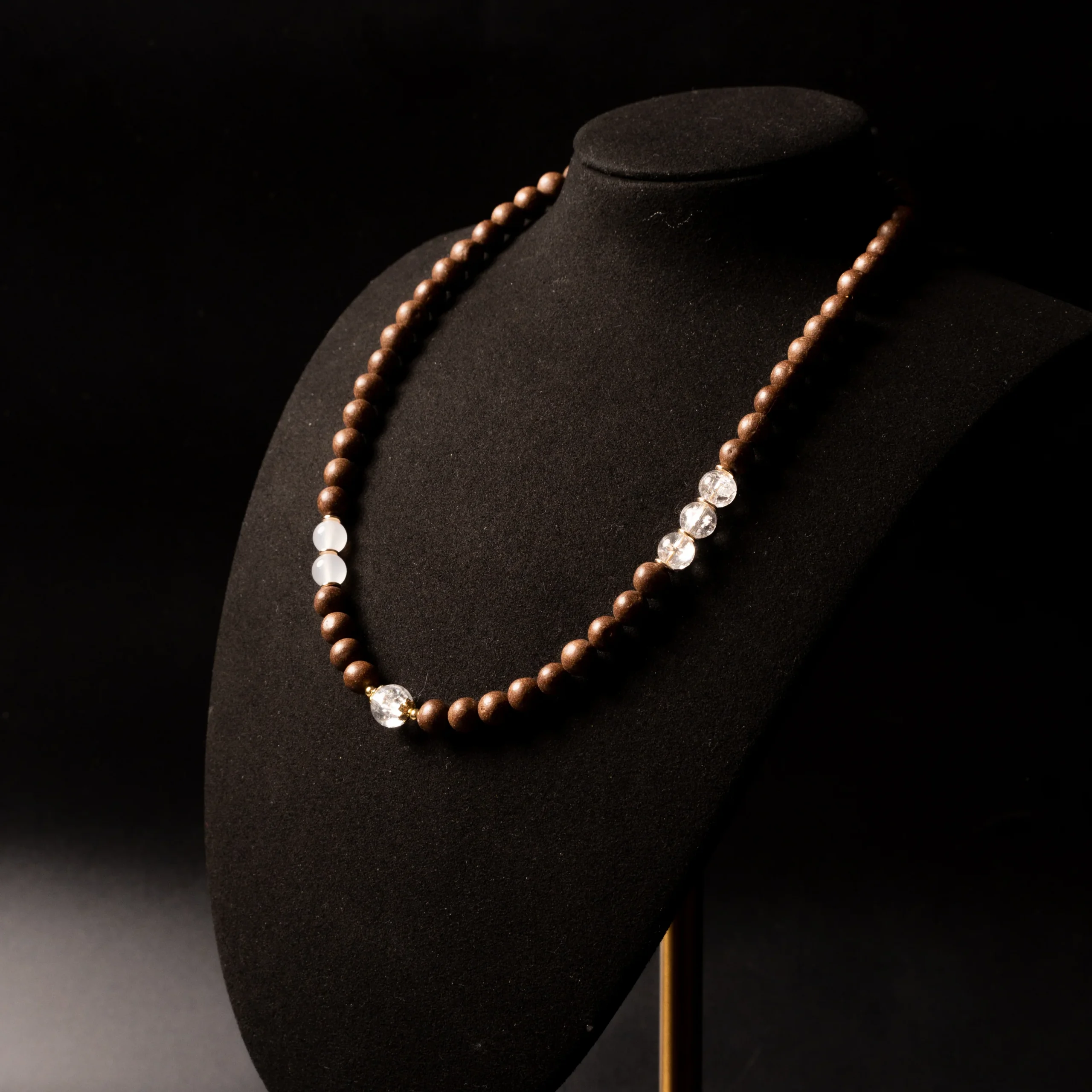 Ethereal Snowy Lotus Incense Beads Necklace - Image 2