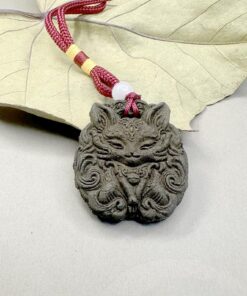 Kitsune Black Fox Car Charm Close-up