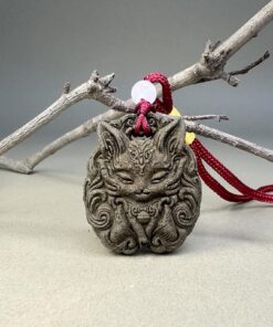 Kitsune Black Fox Car Charm Detail